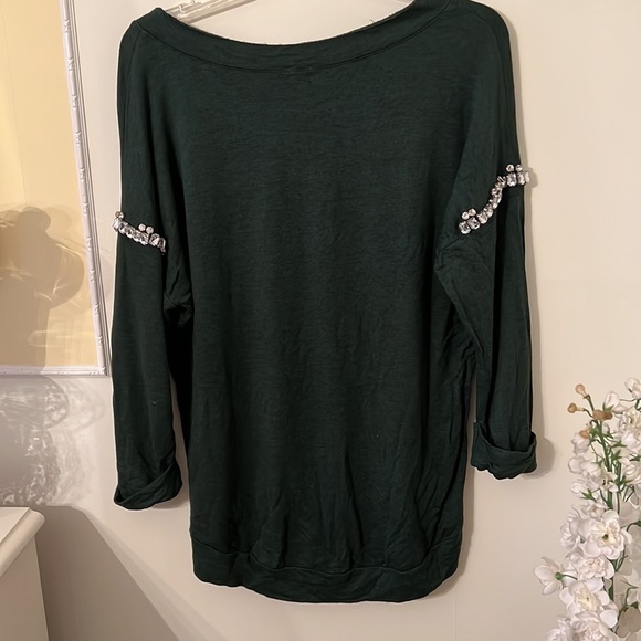 Lauter Brand embellished shirt S green hi lo - Picture 4 of 4